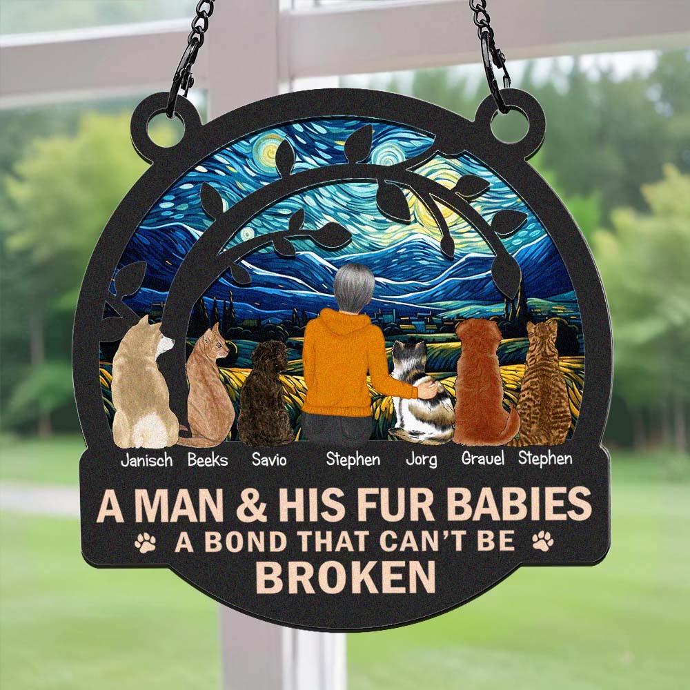 Flower Field A Girl And Her Dog Personalized Window Hanging Suncatcher Ornament Anniversary Gifts - MyPhotoSocksAu