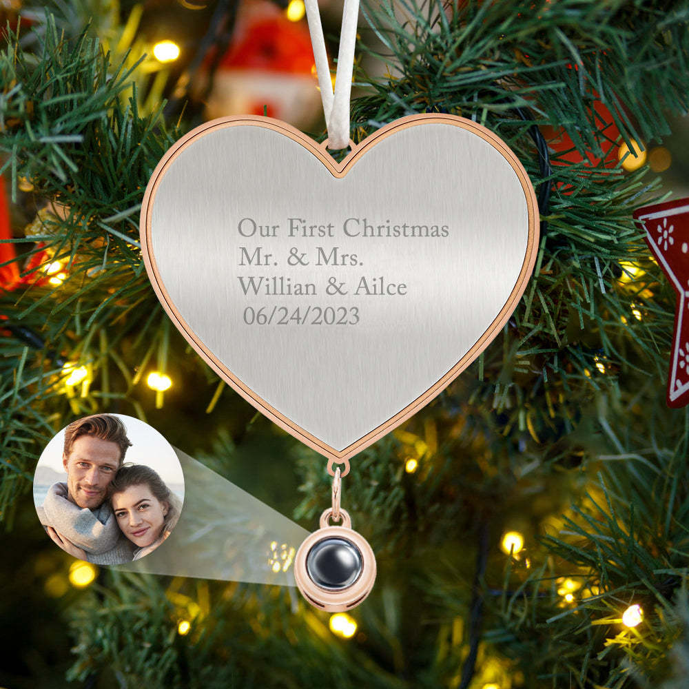 Custom Projection Ornament Personalized Heart Christmas Ornament Gifts for Her - MyPhotoSocksAu
