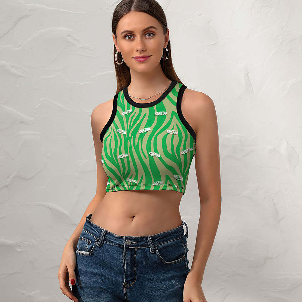 Custom Face Ladies Short Racer Vest Stripe Crop Top - My Photo Socks AU