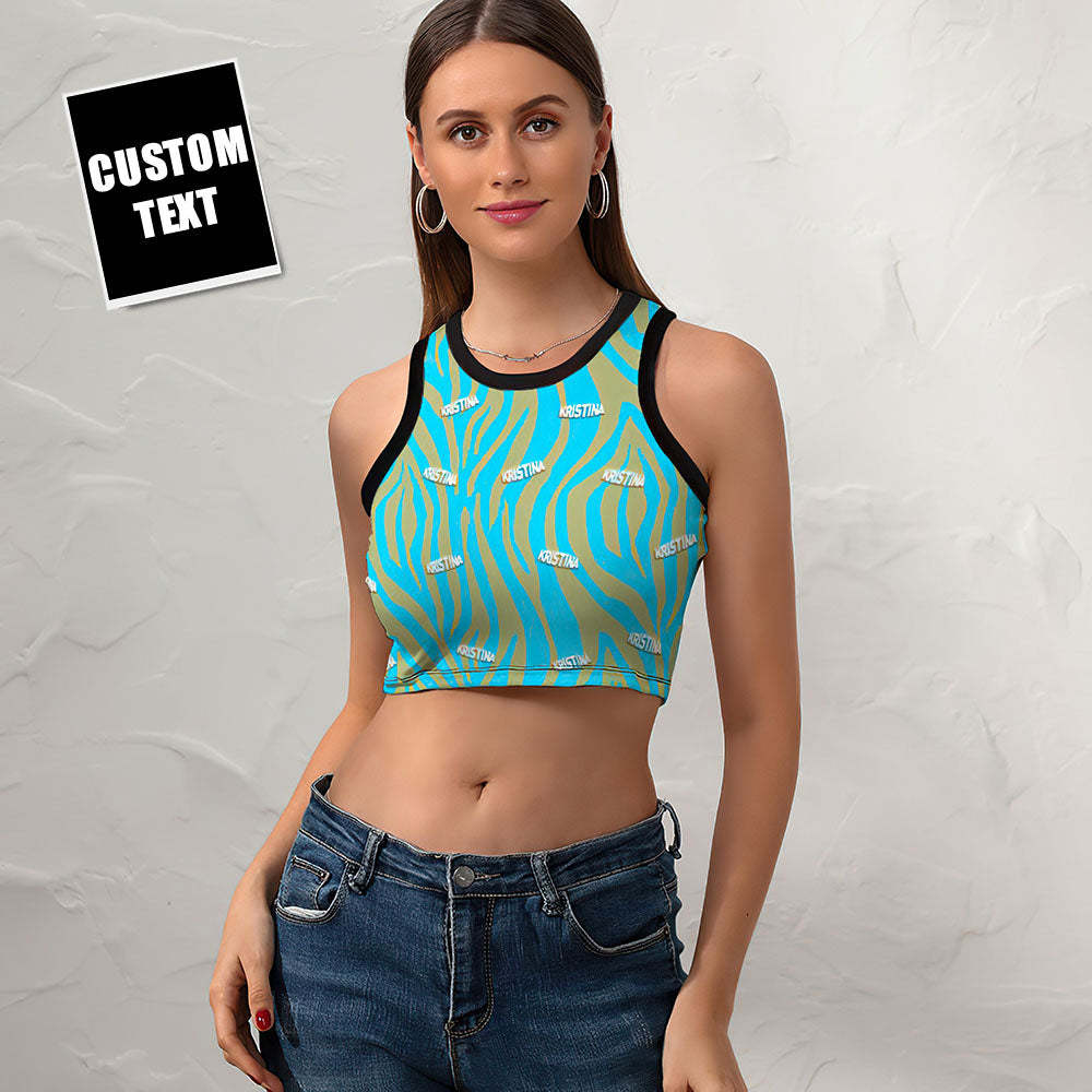 Custom Face Ladies Short Racer Vest Stripe Crop Top - My Photo Socks AU