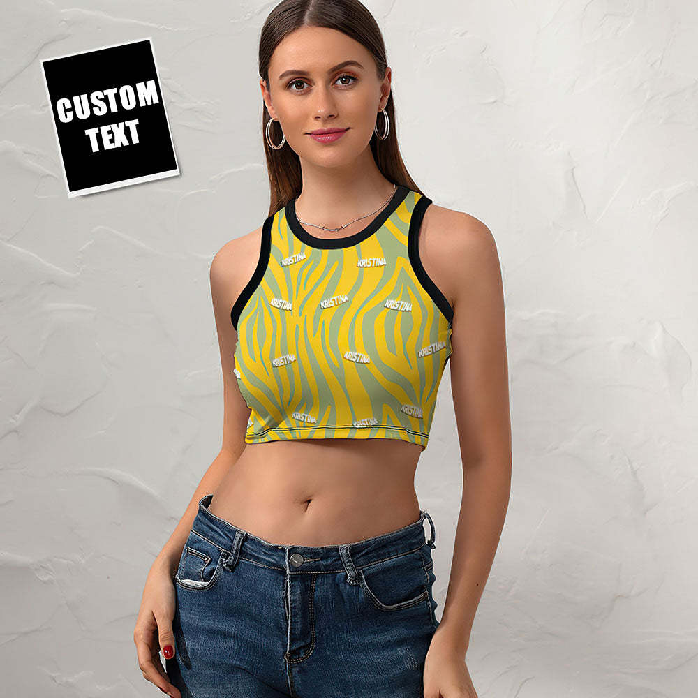 Custom Face Ladies Short Racer Vest Stripe Crop Top - My Photo Socks AU