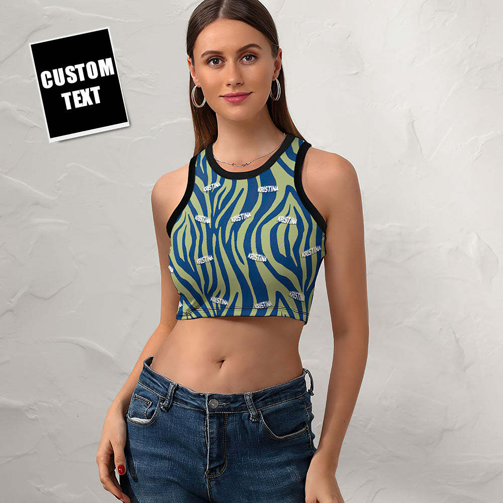 Custom Face Ladies Short Racer Vest Stripe Crop Top - My Photo Socks AU