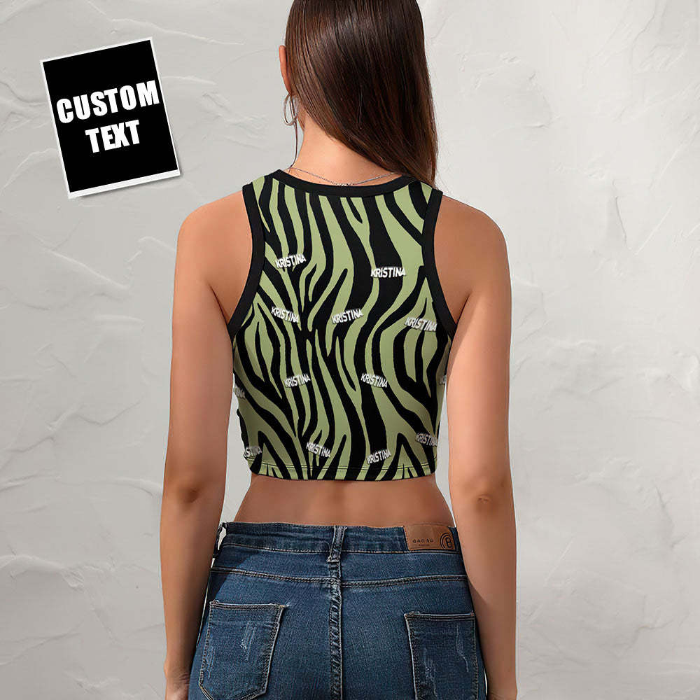 Custom Face Ladies Short Racer Vest Stripe Crop Top - My Photo Socks AU