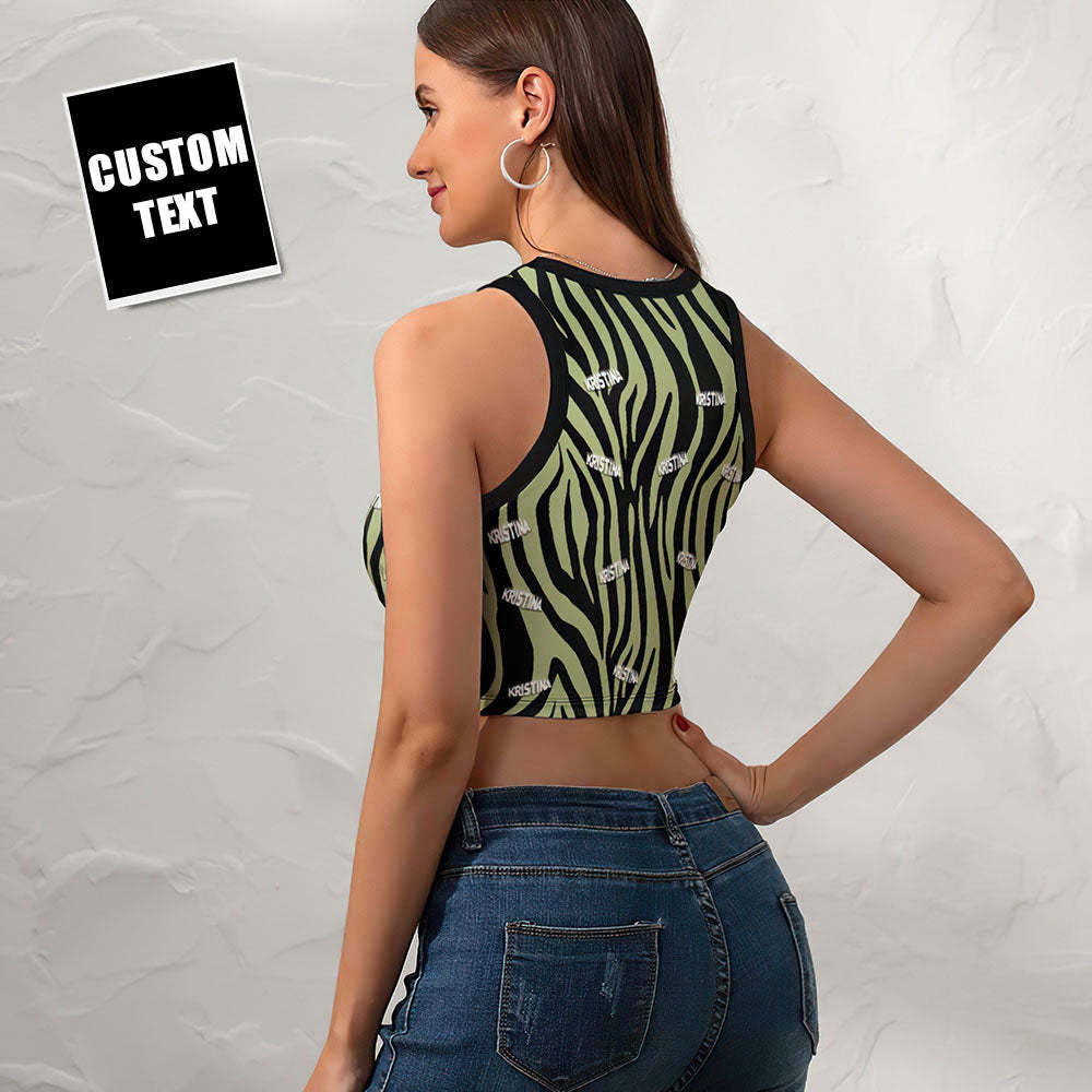 Custom Face Ladies Short Racer Vest Stripe Crop Top - My Photo Socks AU