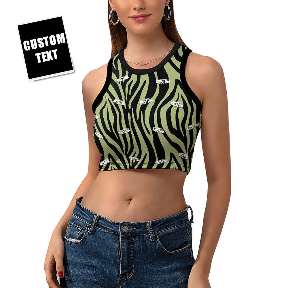 Custom Face Ladies Short Racer Vest Stripe Crop Top - My Photo Socks AU