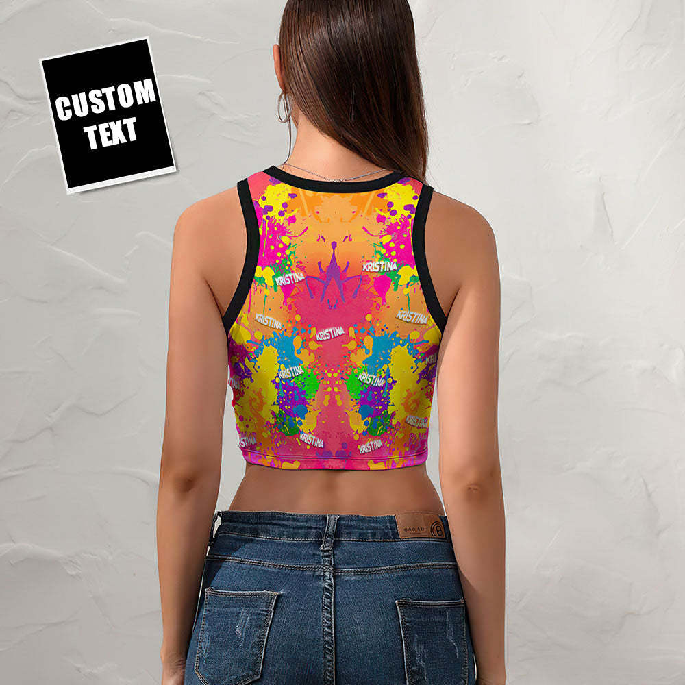 Custom Face Ladies Short Racer Vest Graffiti Crop Top - My Photo Socks AU