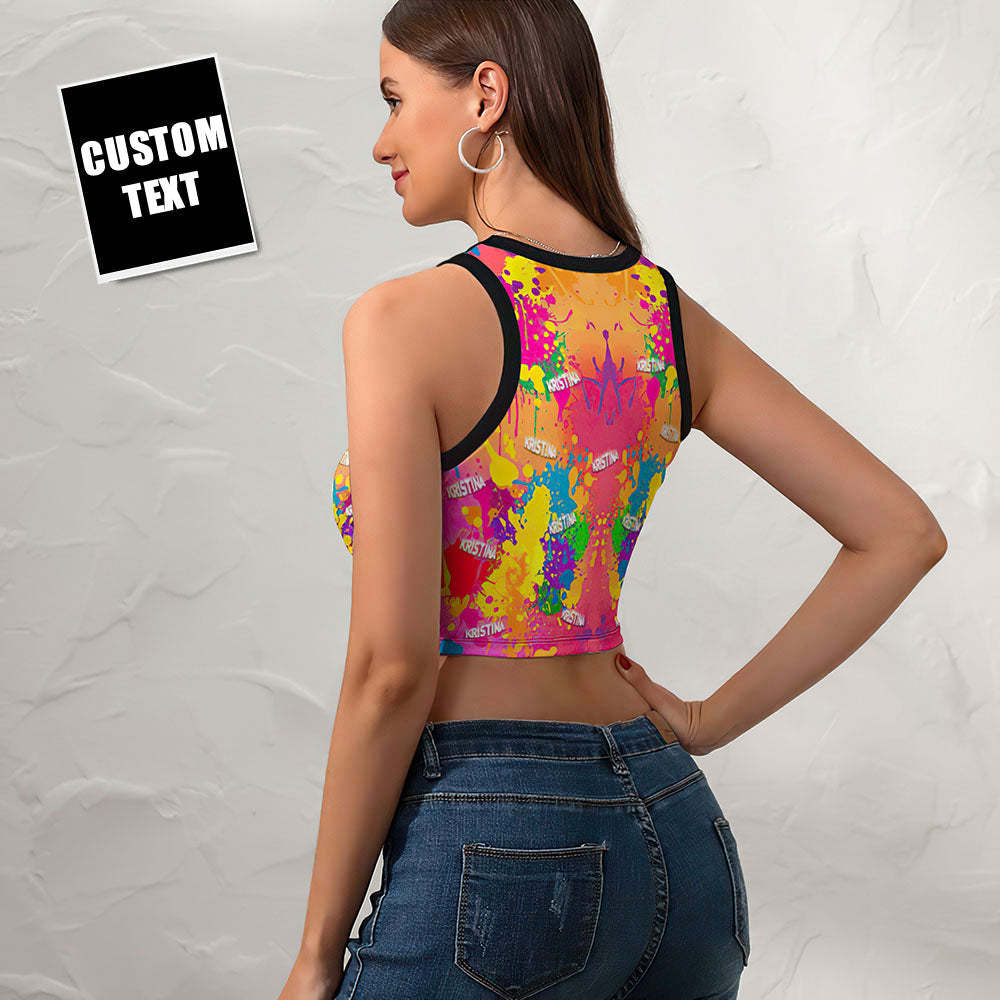 Custom Face Ladies Short Racer Vest Graffiti Crop Top - My Photo Socks AU