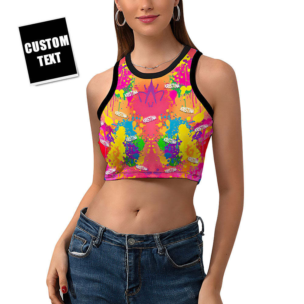 Custom Face Ladies Short Racer Vest Graffiti Crop Top - My Photo Socks AU