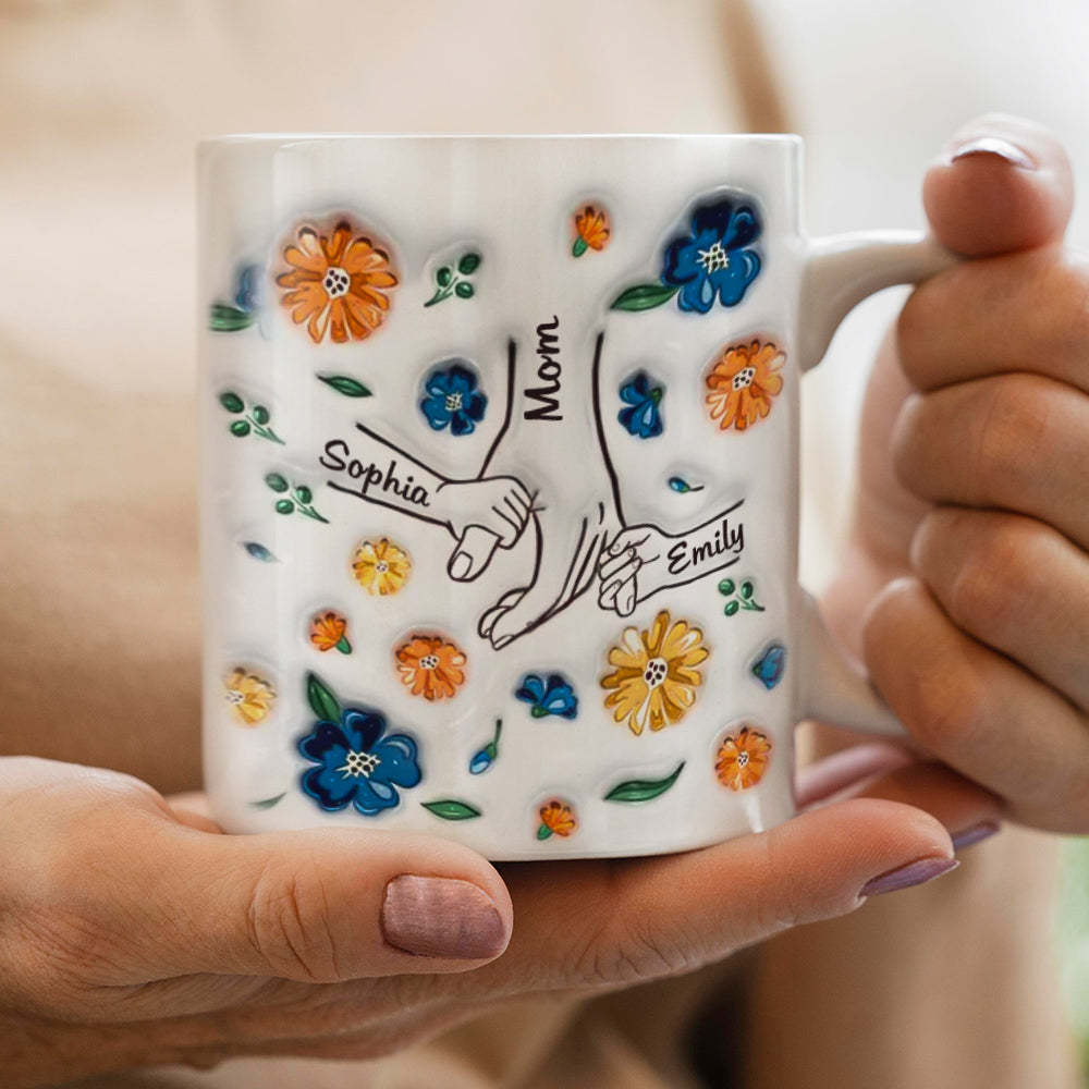 Custom Name Holding Hand Family 3D Mug Personalized Gift - MyPhotoSocksAu