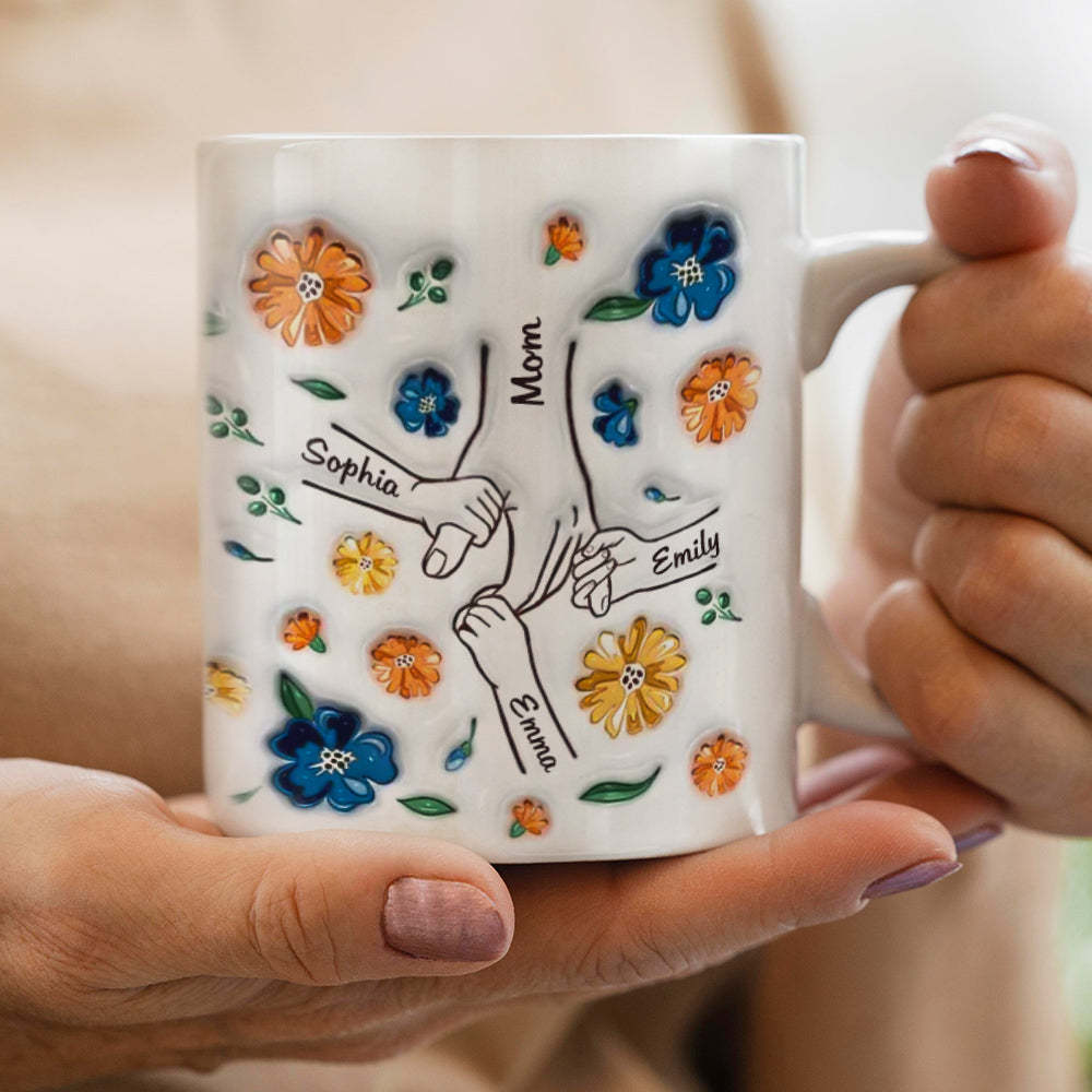 Custom Name Holding Hand Family 3D Mug Personalized Gift - MyPhotoSocksAu