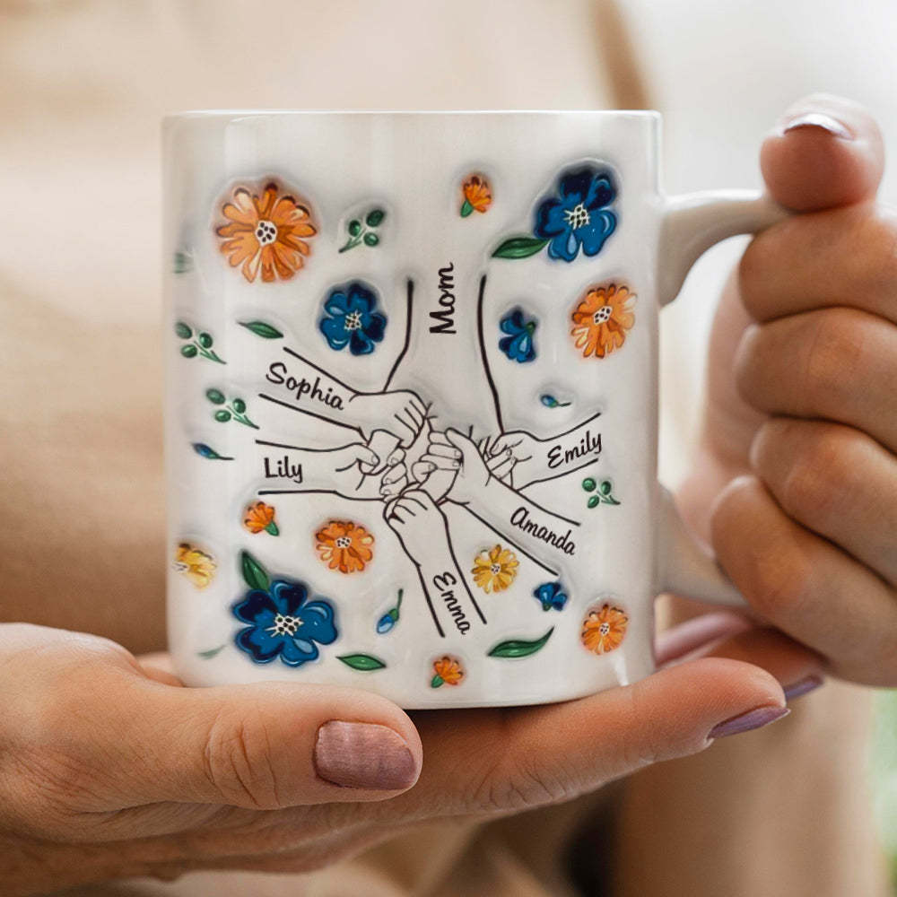Custom Name Holding Hand Family 3D Mug Personalized Gift - MyPhotoSocksAu