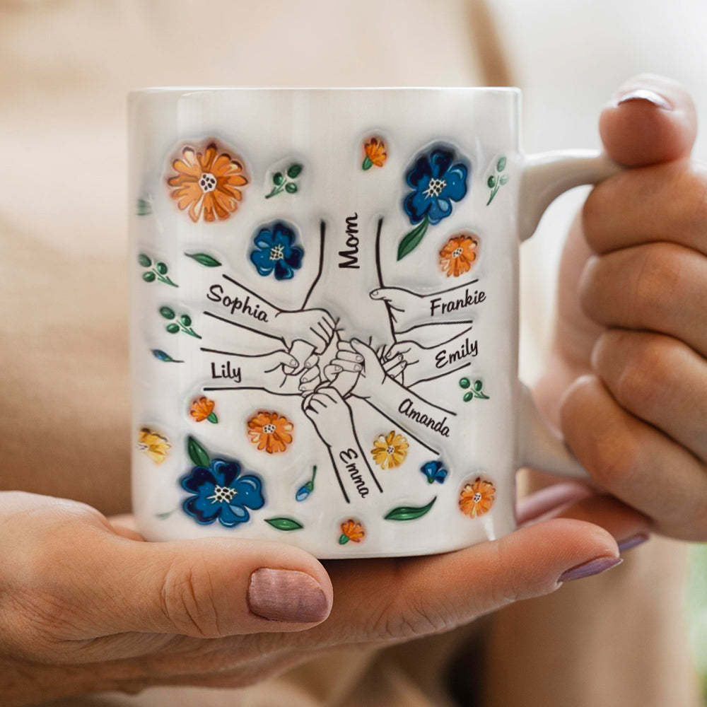 Custom Name Holding Hand Family 3D Mug Personalized Gift - MyPhotoSocksAu