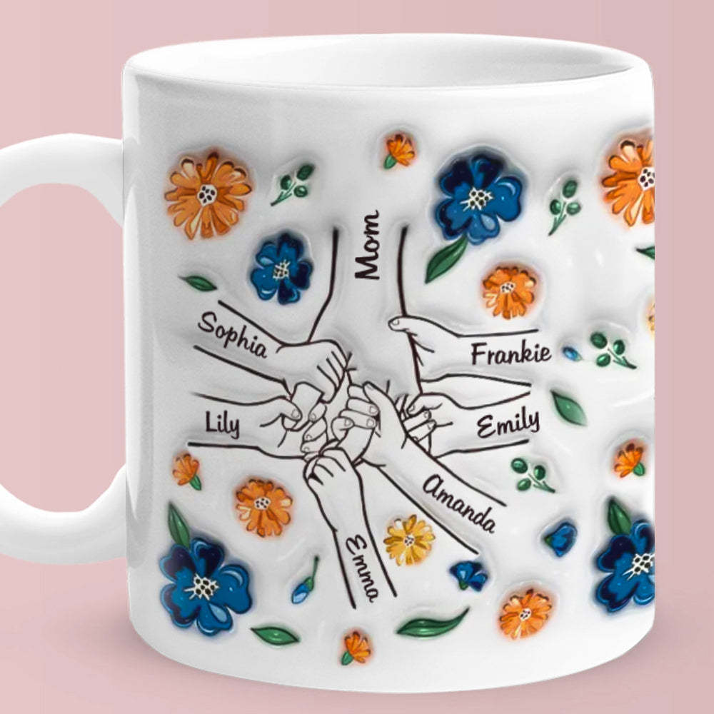 Custom Name Holding Hand Family 3D Mug Personalized Gift - MyPhotoSocksAu