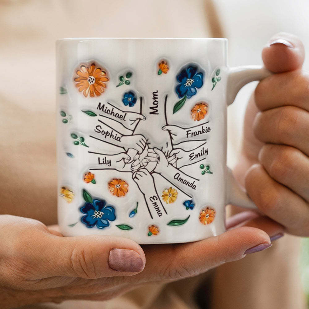 Custom Name Holding Hand Family 3D Mug Personalized Gift - MyPhotoSocksAu