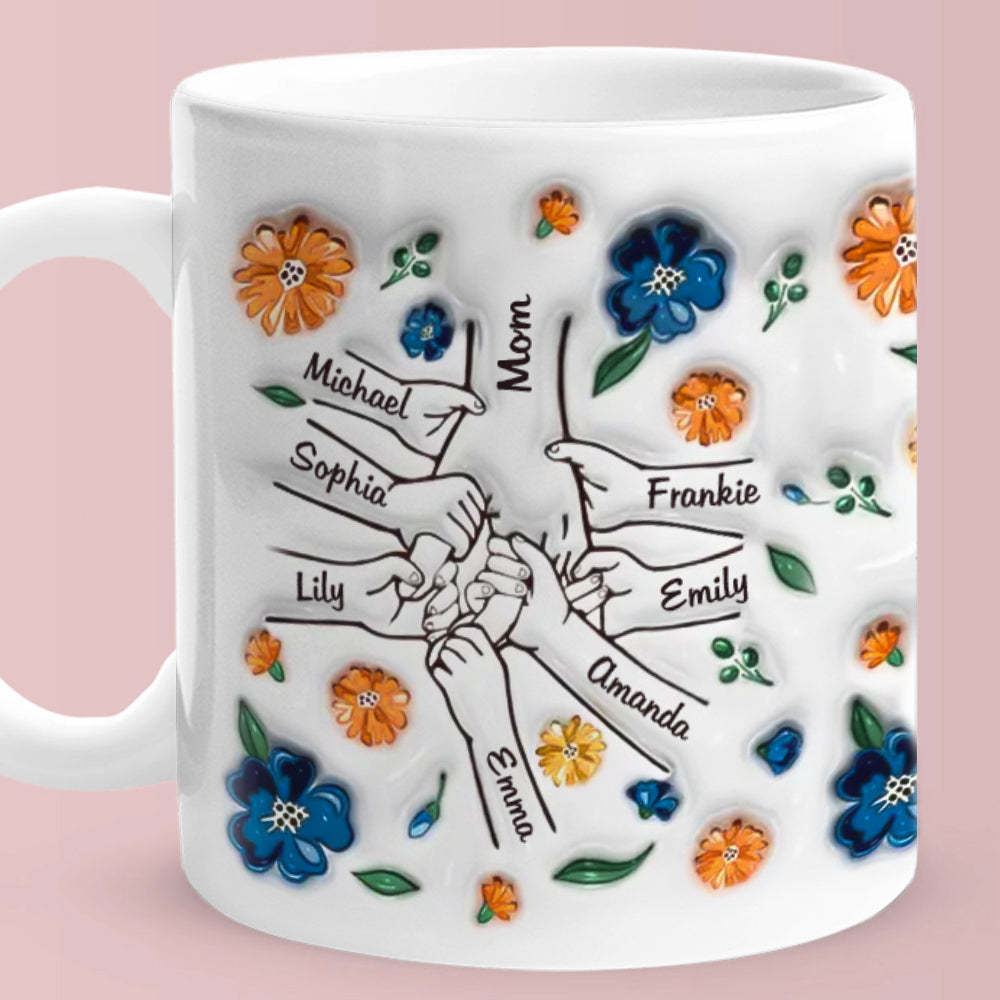 Custom Name Holding Hand Family 3D Mug Personalized Gift - MyPhotoSocksAu