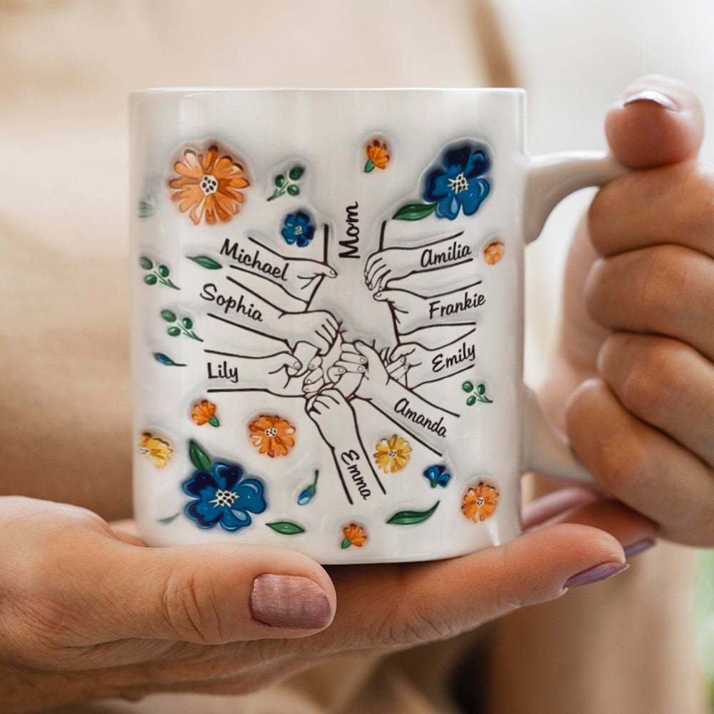 Custom Name Holding Hand Family 3D Mug Personalized Gift - MyPhotoSocksAu