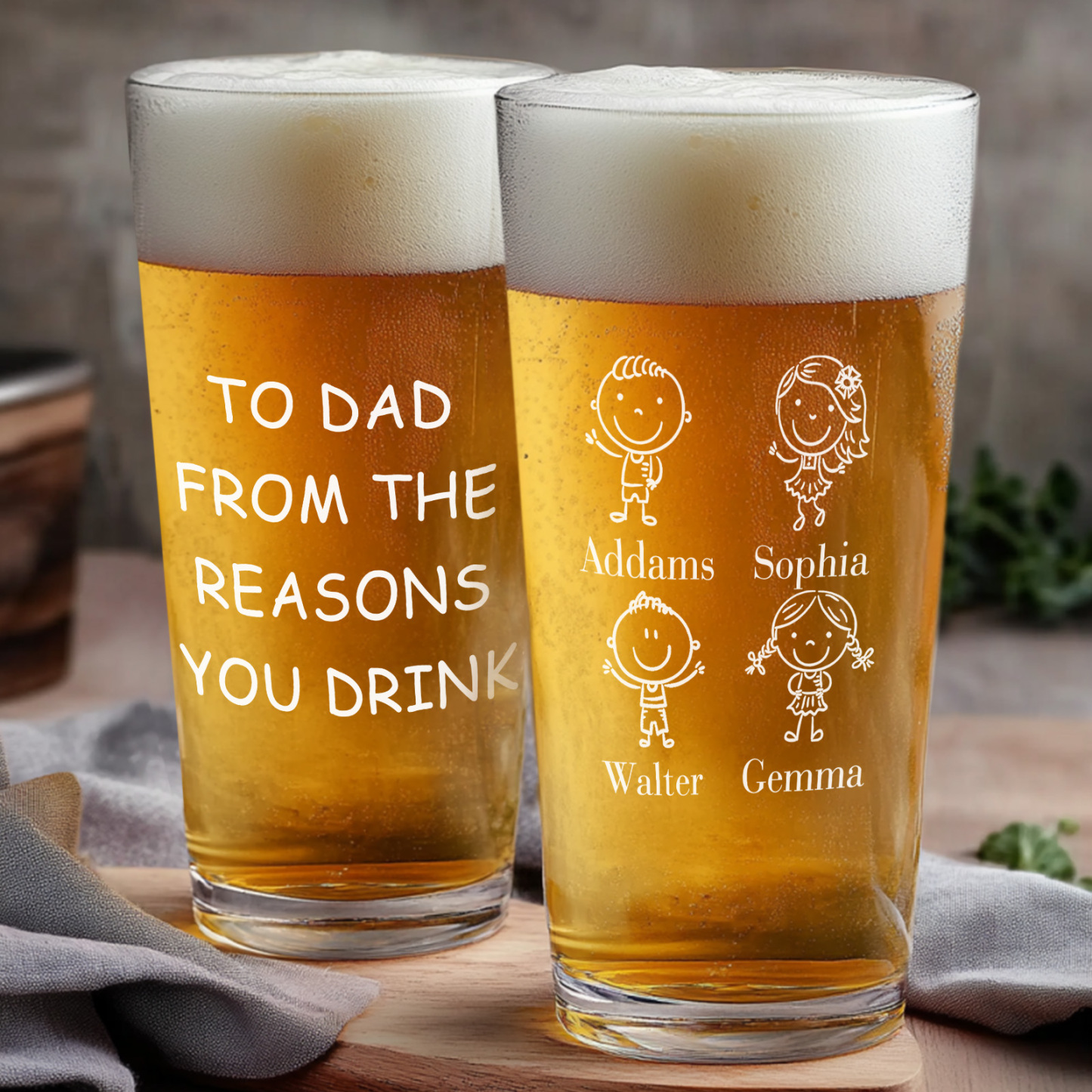 From The Reasons You Drink Father's Day Gifts For Dad - Personalized Beer Glass - MyPhotoSocksAu