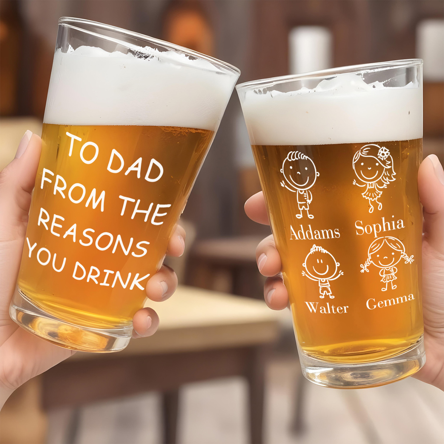 From The Reasons You Drink Father's Day Gifts For Dad - Personalized Beer Glass - MyPhotoSocksAu