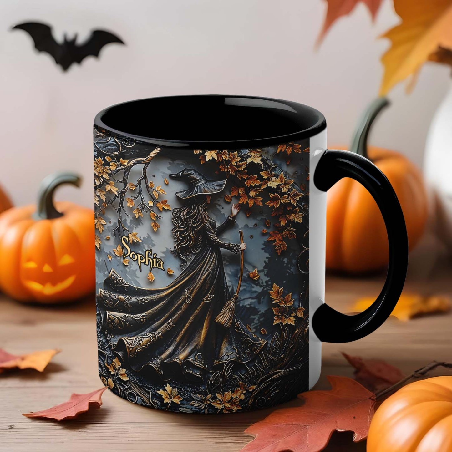 Personalized Name Witch Accent Mug Custom Beautiful Witch Mug Halloween Gifts - MyPhotoSocksAu