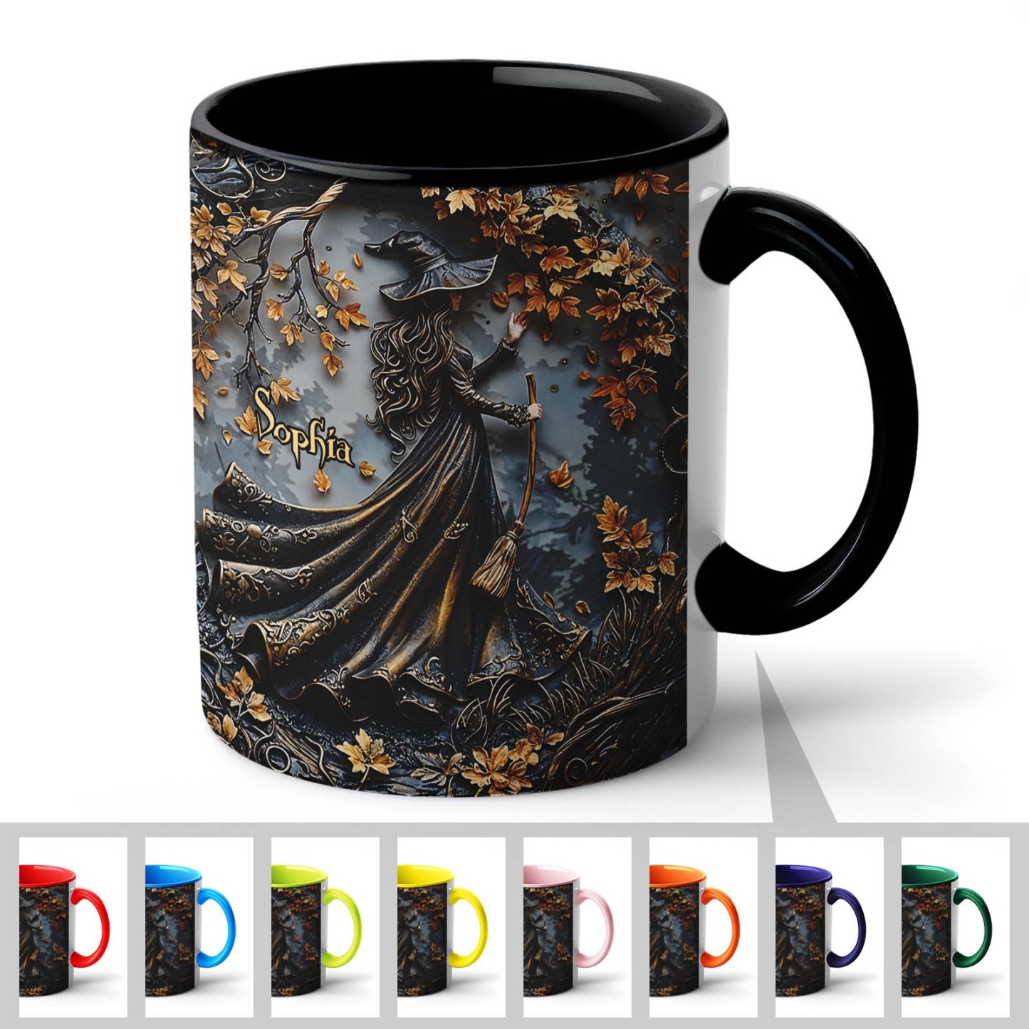 Personalized Name Witch Accent Mug Custom Beautiful Witch Mug Halloween Gifts - MyPhotoSocksAu