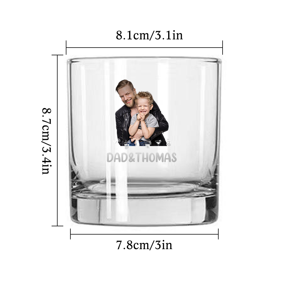 Personalized 10oz Photo Text Whiskey Glass with Texts Father's Day Birthday Gift for Dad - MyPhotoSocksAu