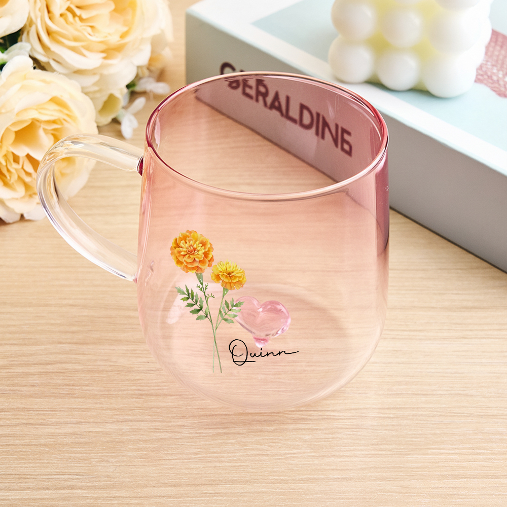 You Are The Most Beautiful Flower Personalized Custom Pink Gradient Glass Mug - MyPhotoSocksAu