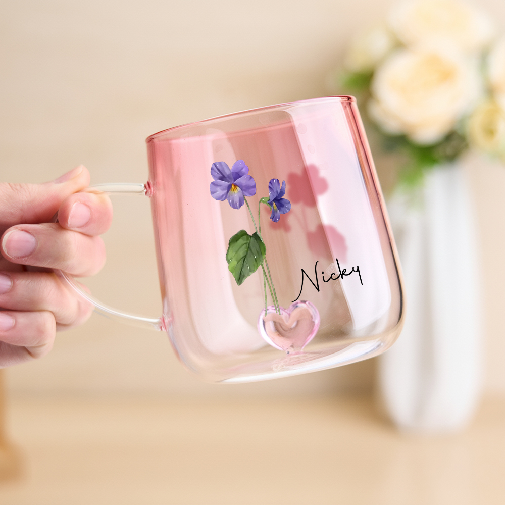 You Are The Most Beautiful Flower Personalized Custom Pink Gradient Glass Mug - MyPhotoSocksAu