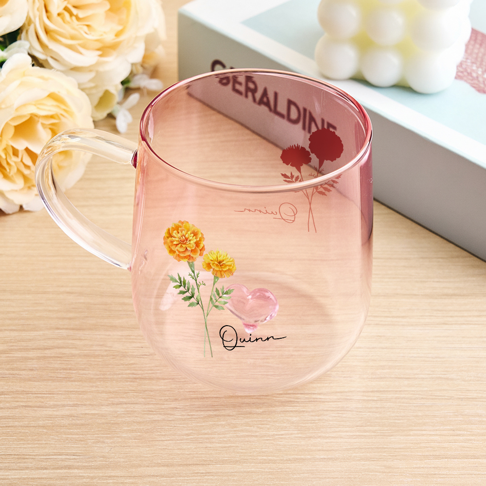 You Are The Most Beautiful Flower Personalized Custom Pink Gradient Glass Mug - MyPhotoSocksAu
