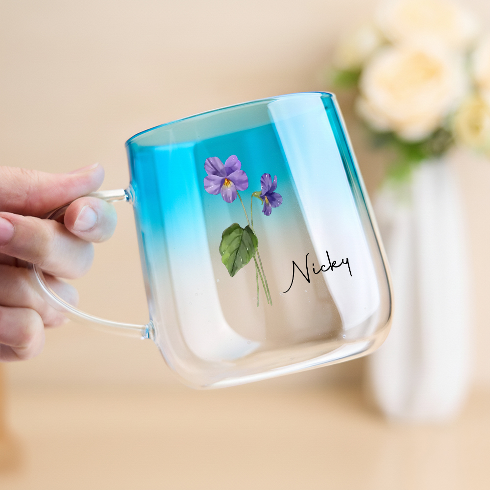 You Are The Most Beautiful Flower Personalized Custom Pink Gradient Glass Mug - MyPhotoSocksAu