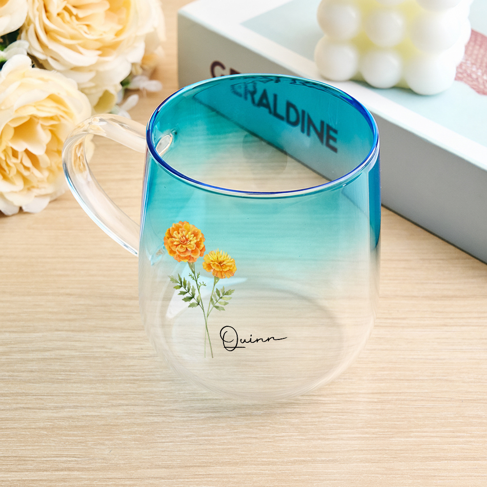 You Are The Most Beautiful Flower Personalized Custom Pink Gradient Glass Mug - MyPhotoSocksAu
