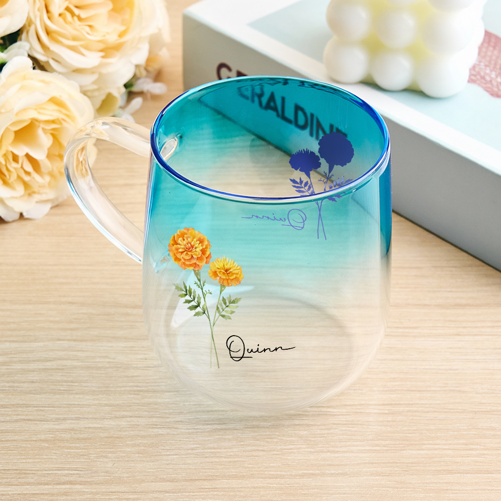 You Are The Most Beautiful Flower Personalized Custom Pink Gradient Glass Mug - MyPhotoSocksAu
