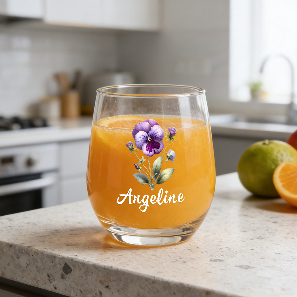 Personalized Birth Flower Wine Glass with Name, Custom Mother's Day Gift, Month Flower Birthday Gifts For Her - MyPhotoSocksAu