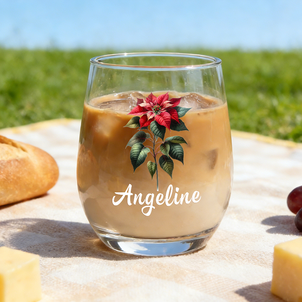 Personalized Birth Flower Wine Glass with Name, Custom Mother's Day Gift, Month Flower Birthday Gifts For Her - MyPhotoSocksAu