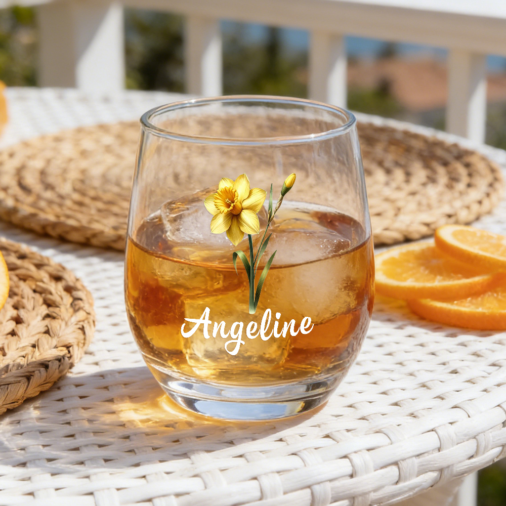 Personalized Birth Flower Wine Glass with Name, Custom Mother's Day Gift, Month Flower Birthday Gifts For Her - MyPhotoSocksAu