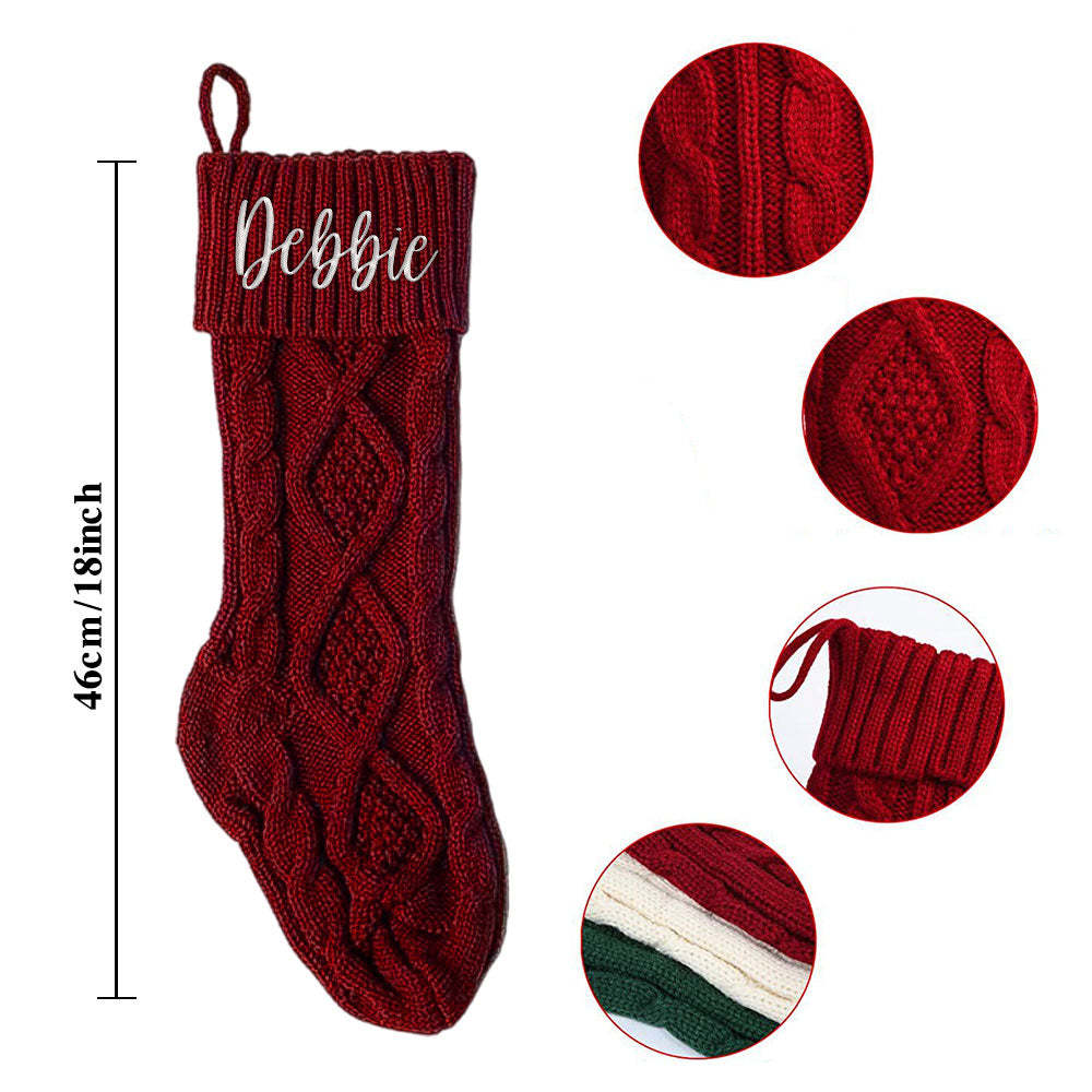 Personalized Christmas Stocking with Name Knitted Xmas Stockings Decoration - MyPhotoSocksAu