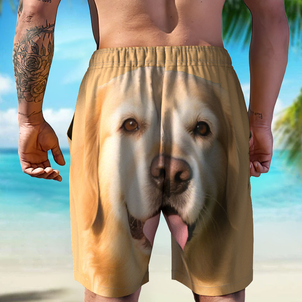 Custom Dog Face Funny Beach Trunks Men's Boxer Briefs - MyPhotoSocksAu