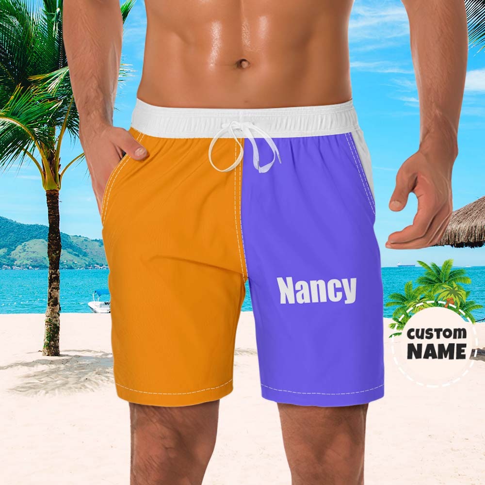 Custom Men's Beach Shorts Custom Name Swim Trunk-Contrast Color