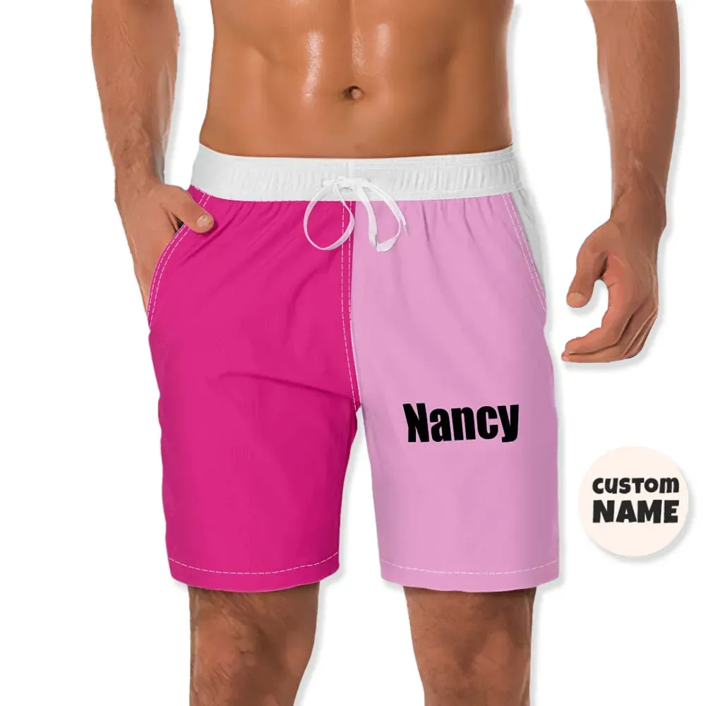 Custom Men's Beach Shorts Custom Name Swim Trunk-Contrast Color