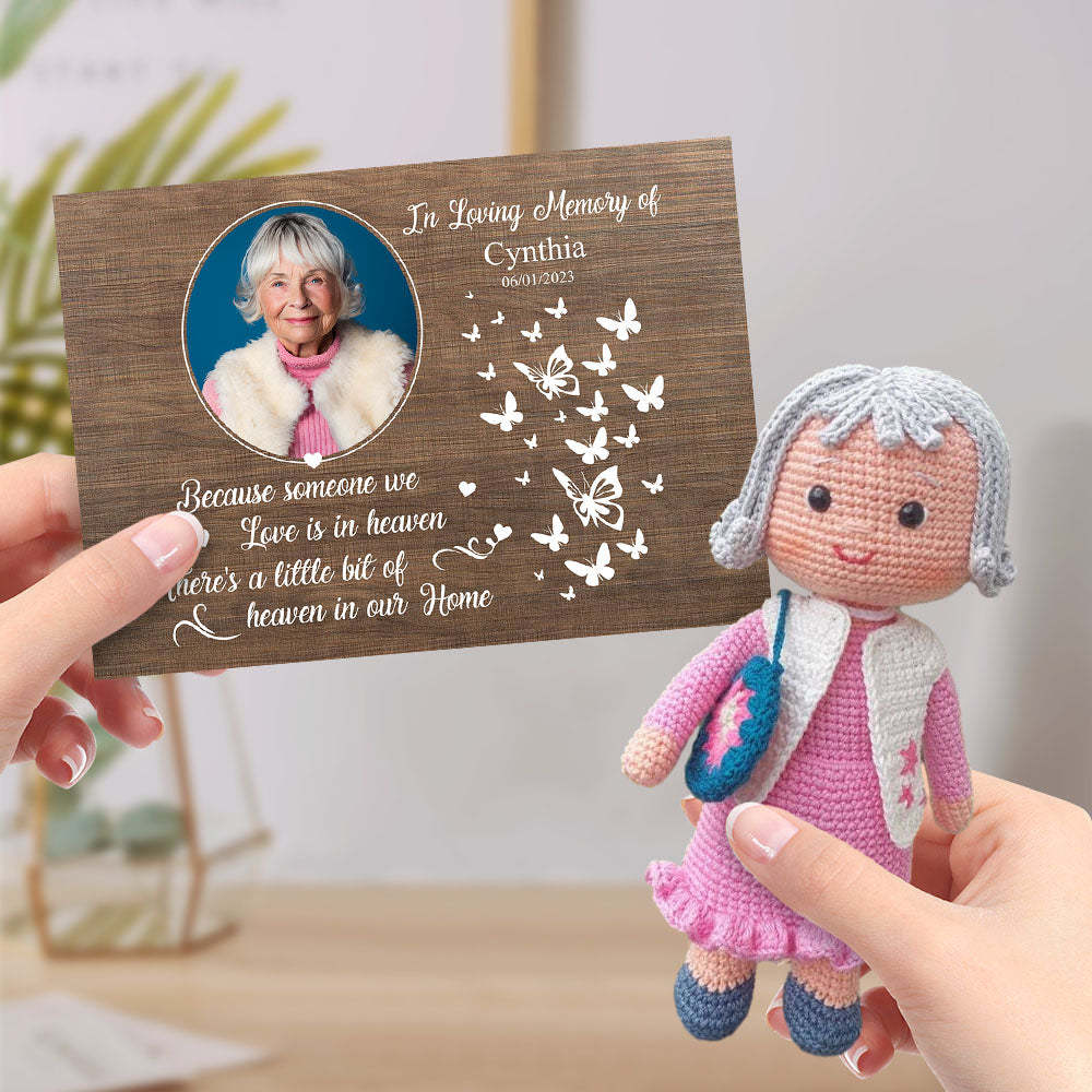 In Loving Memory Personalized Crochet Doll Gifts Handmade Mini Dolls Look alike Your Photo with Custom Memorial Card - My Photo Socks AU
