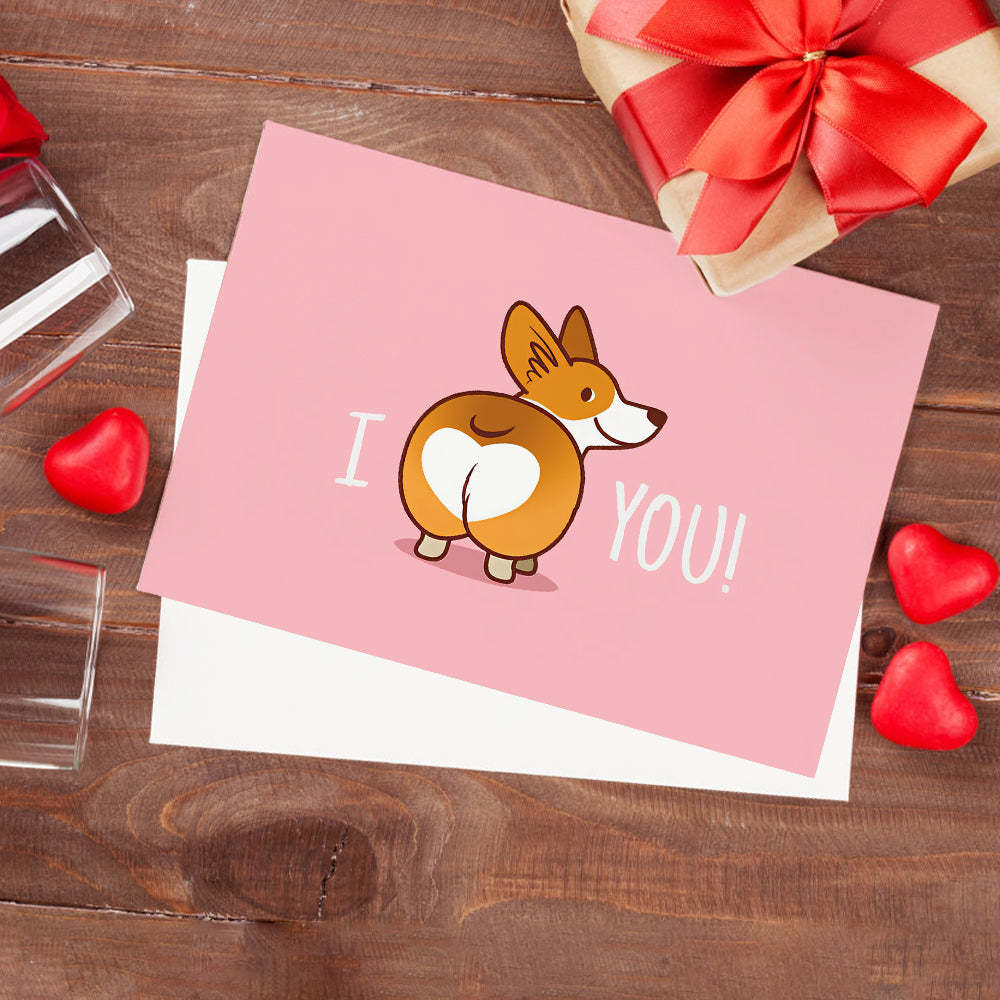 Corgi Butt Funny Valentine's Day Greeting Card - My Photo Socks AU
