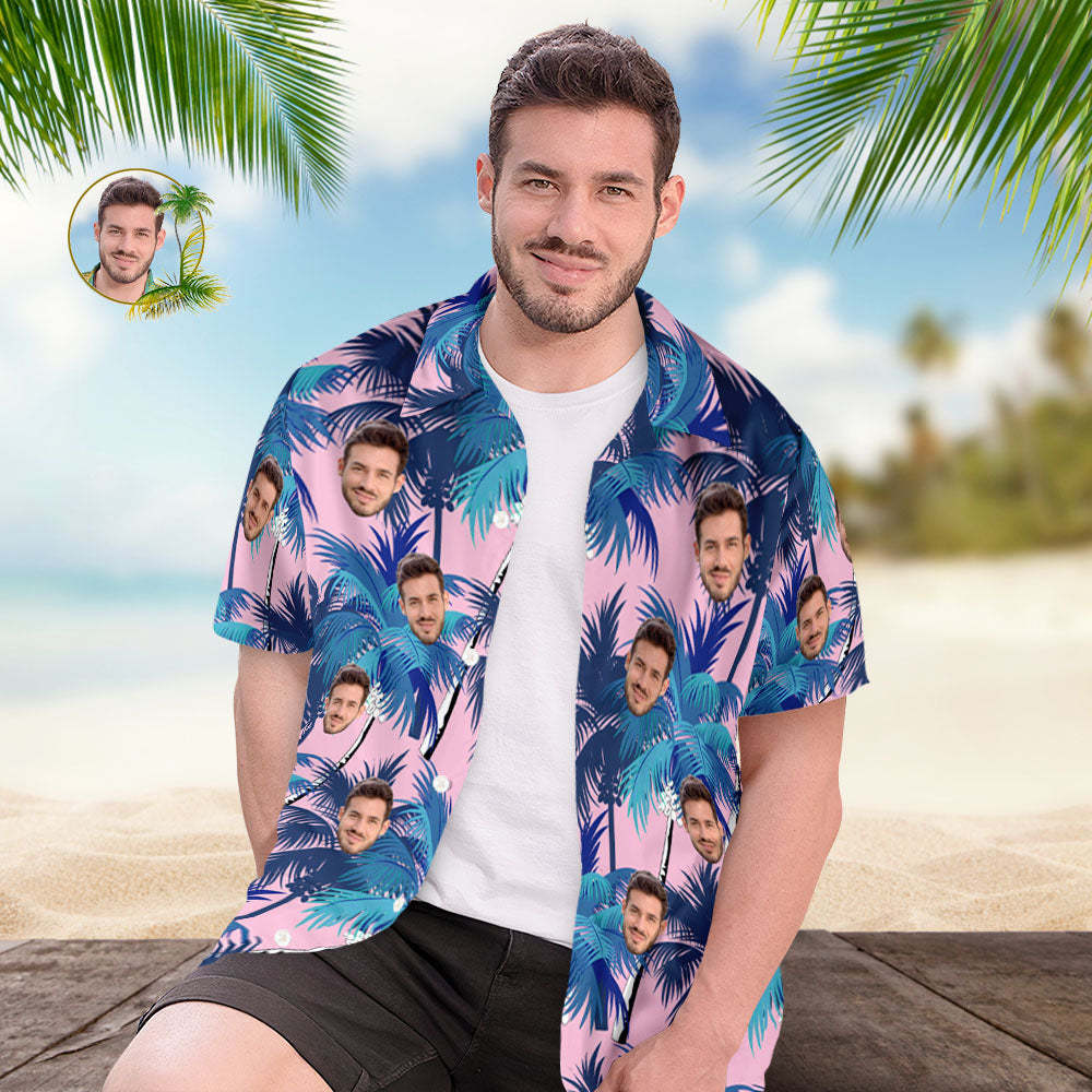 Custom Mens Face Holiday Coconut Tree  Hawaiian Shirt Face Hawaiian Shirt - MyPhotoSocksAu