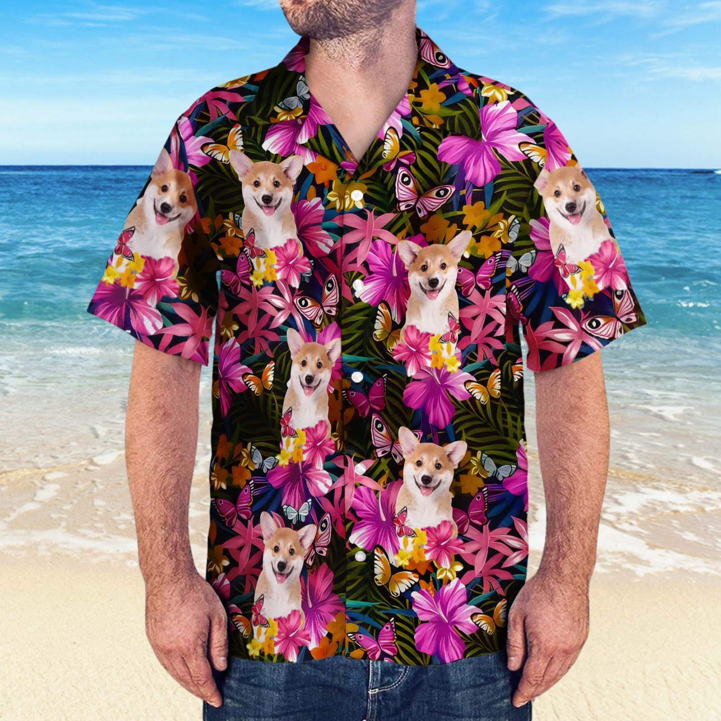 Custom Photo Shirt Dog & Cat Personalized Custom Unisex Tropical Hawaiian Aloha Shirt - Summer Vacation Gift, Gift For Pet Owners, Pet Lovers - MyPhotoSocksAu