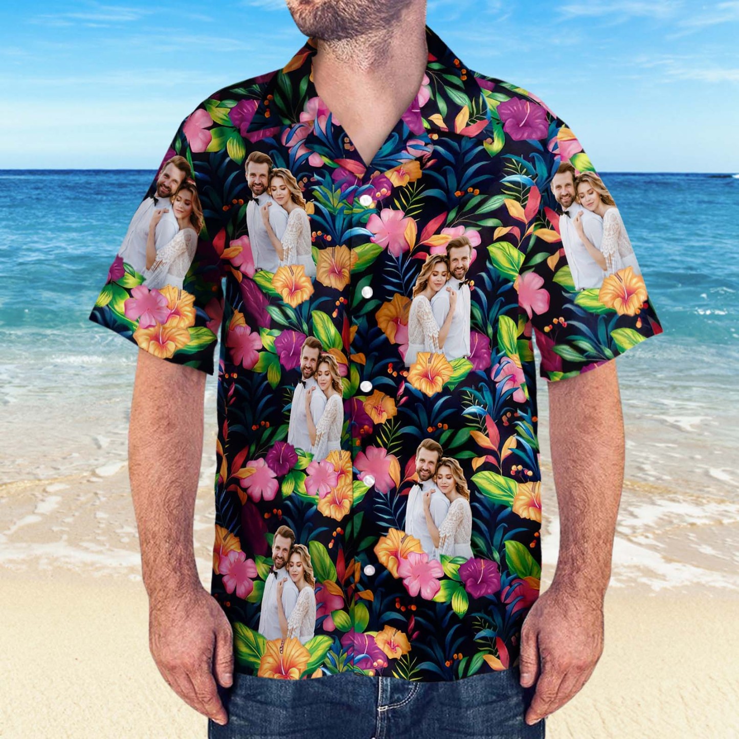 Custom Photo Shirt Dog & Cat Personalized Custom Unisex Tropical Hawaiian Aloha Shirt - Summer Vacation Gift, Gift For Pet Owners, Pet Lovers - MyPhotoSocksAu