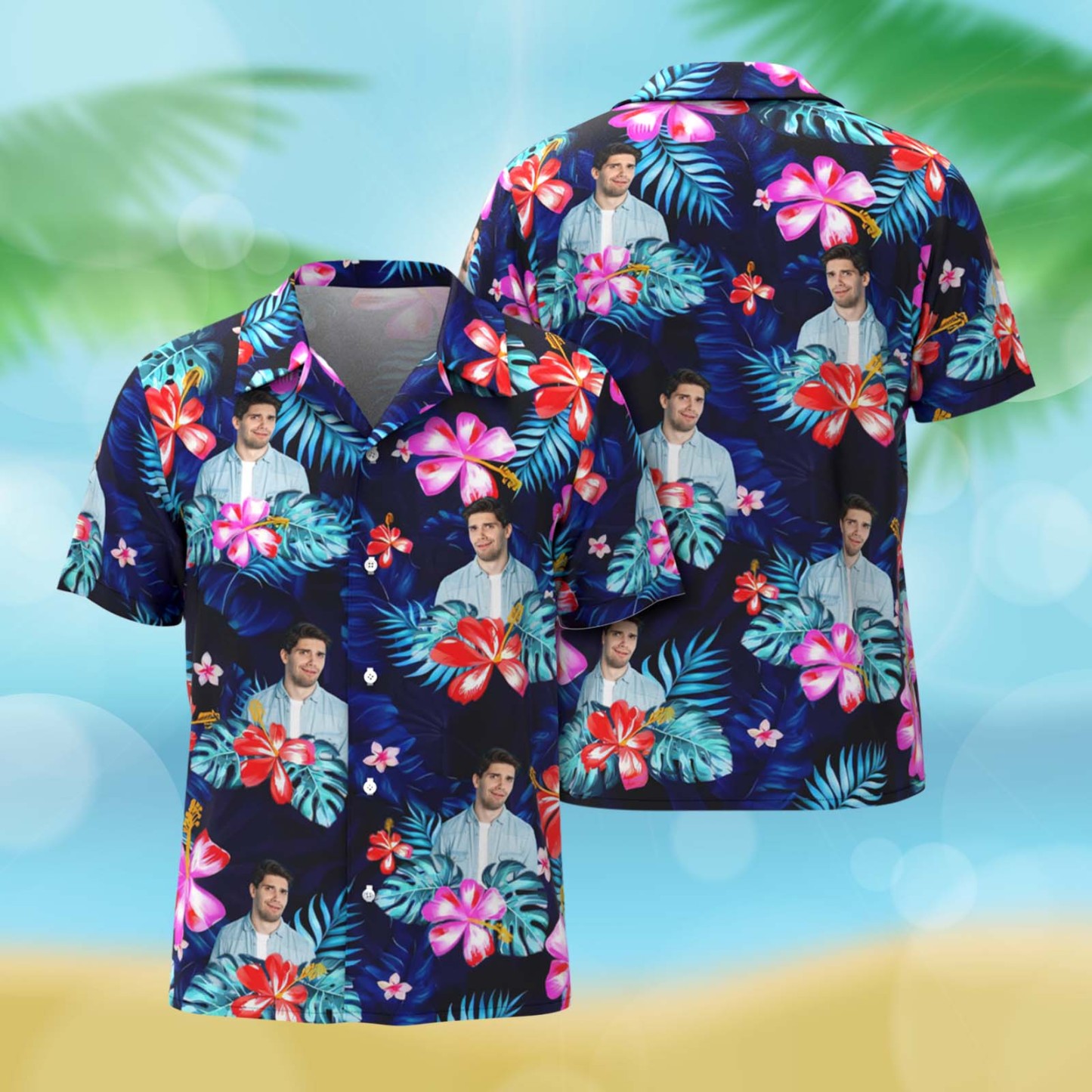 Custom Photo Shirt Dog & Cat Personalized Custom Unisex Tropical Hawaiian Aloha Shirt - Summer Vacation Gift, Gift For Pet Owners, Pet Lovers - MyPhotoSocksAu