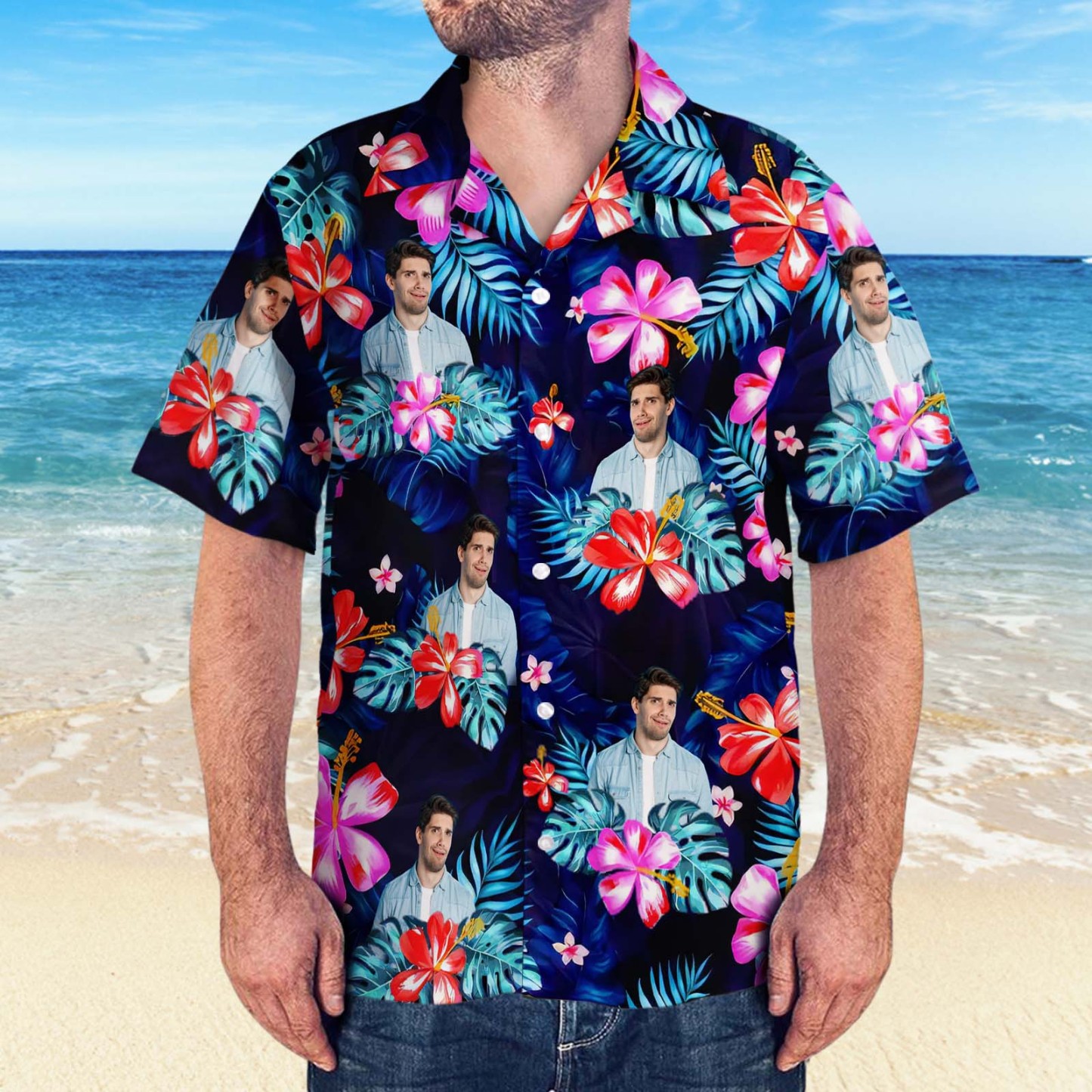 Custom Photo Shirt Dog & Cat Personalized Custom Unisex Tropical Hawaiian Aloha Shirt - Summer Vacation Gift, Gift For Pet Owners, Pet Lovers - MyPhotoSocksAu