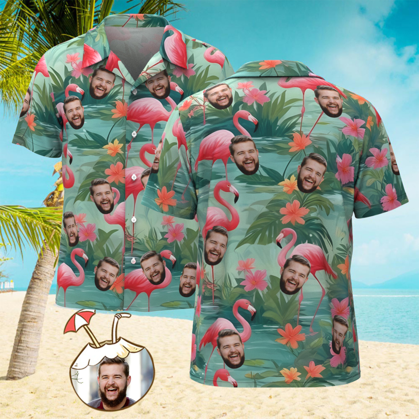 Custom Original Hawaiian Aloha Shirts Face Hawaiian Shirts Coconut Tree Shirts Summer Day Group Gift - MyPhotoSocksAu
