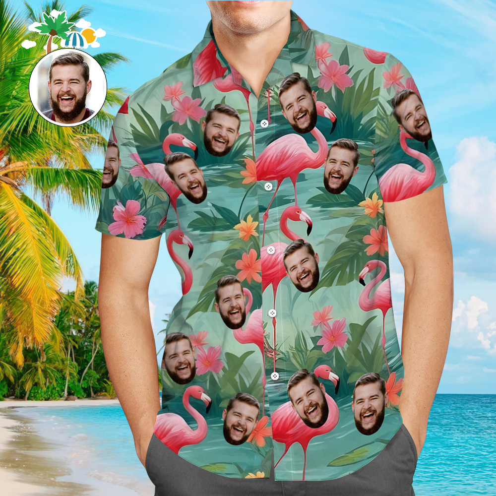 Custom Original Hawaiian Aloha Shirts Face Hawaiian Shirts Coconut Tree Shirts Summer Day Group Gift - MyPhotoSocksAu