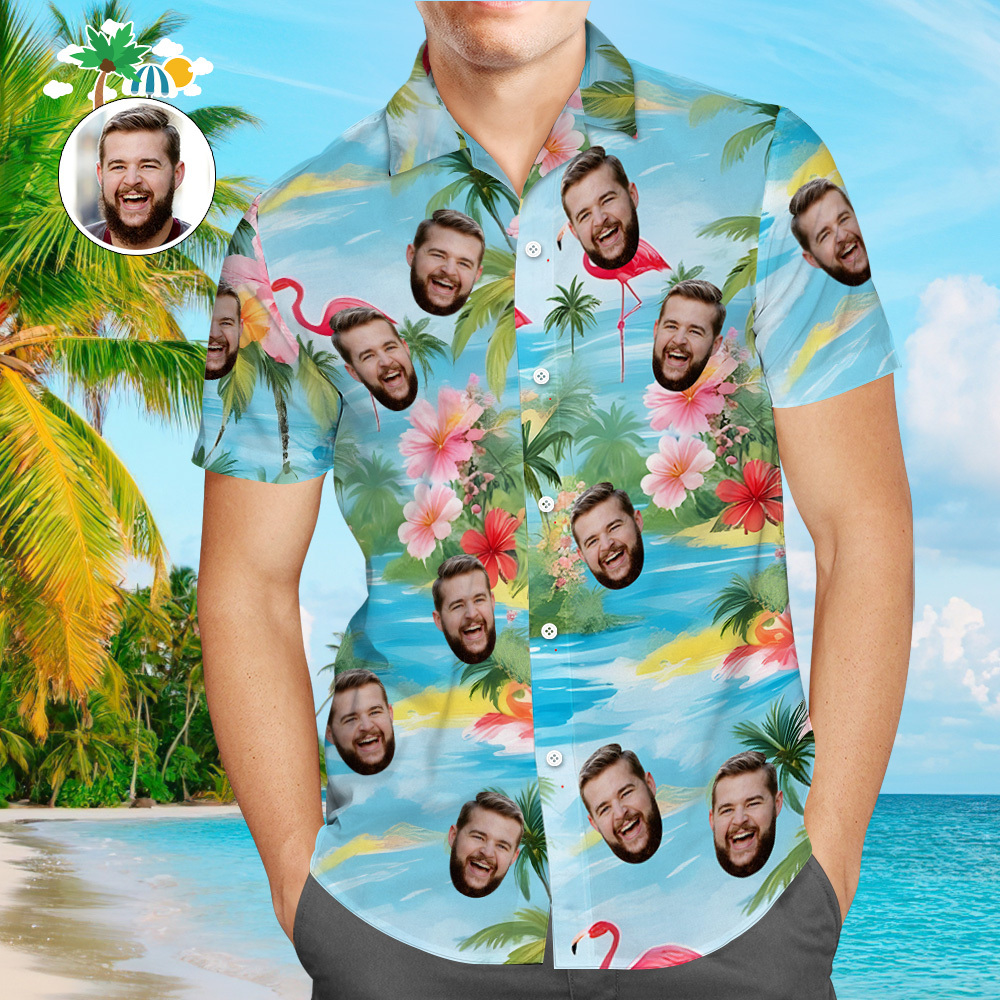 Custom Original Hawaiian Aloha Shirts Face Hawaiian Shirts Coconut Tree Shirts  Group Gift - MyPhotoSocksAu