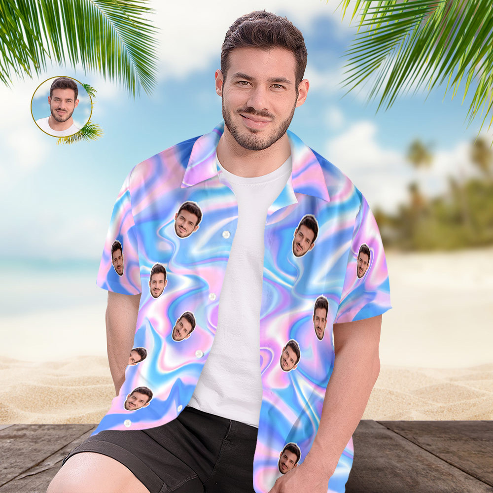 Custom Face Hawaiian Shirt Shading Hawaiian Shirt Tropical Style Shirt - MyPhotoSocksAu