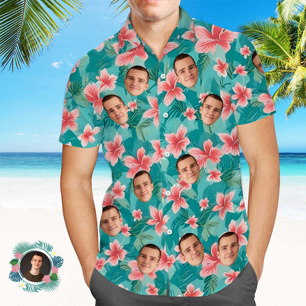 Custom Face Hawaiian Shirts Floral Print Tropical Face Hawaiian Shirt